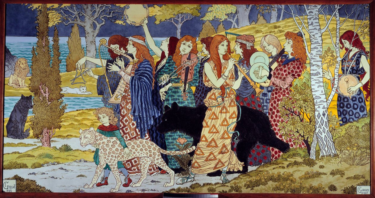 Art Nouveau: "Harmonia" Músicos e animais. Lava emaillee de Eugene Grasset (1841-1917) 1893 Sun. 1,3x2,45 m Paris, musee d