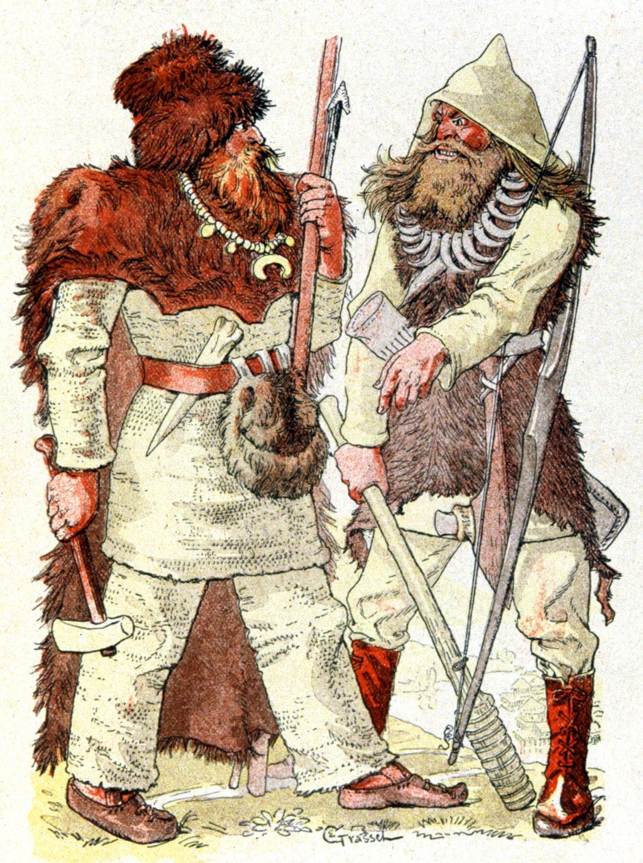 Homens na idade da pedra, c.1900 (ilustração) de Eugene Grasset