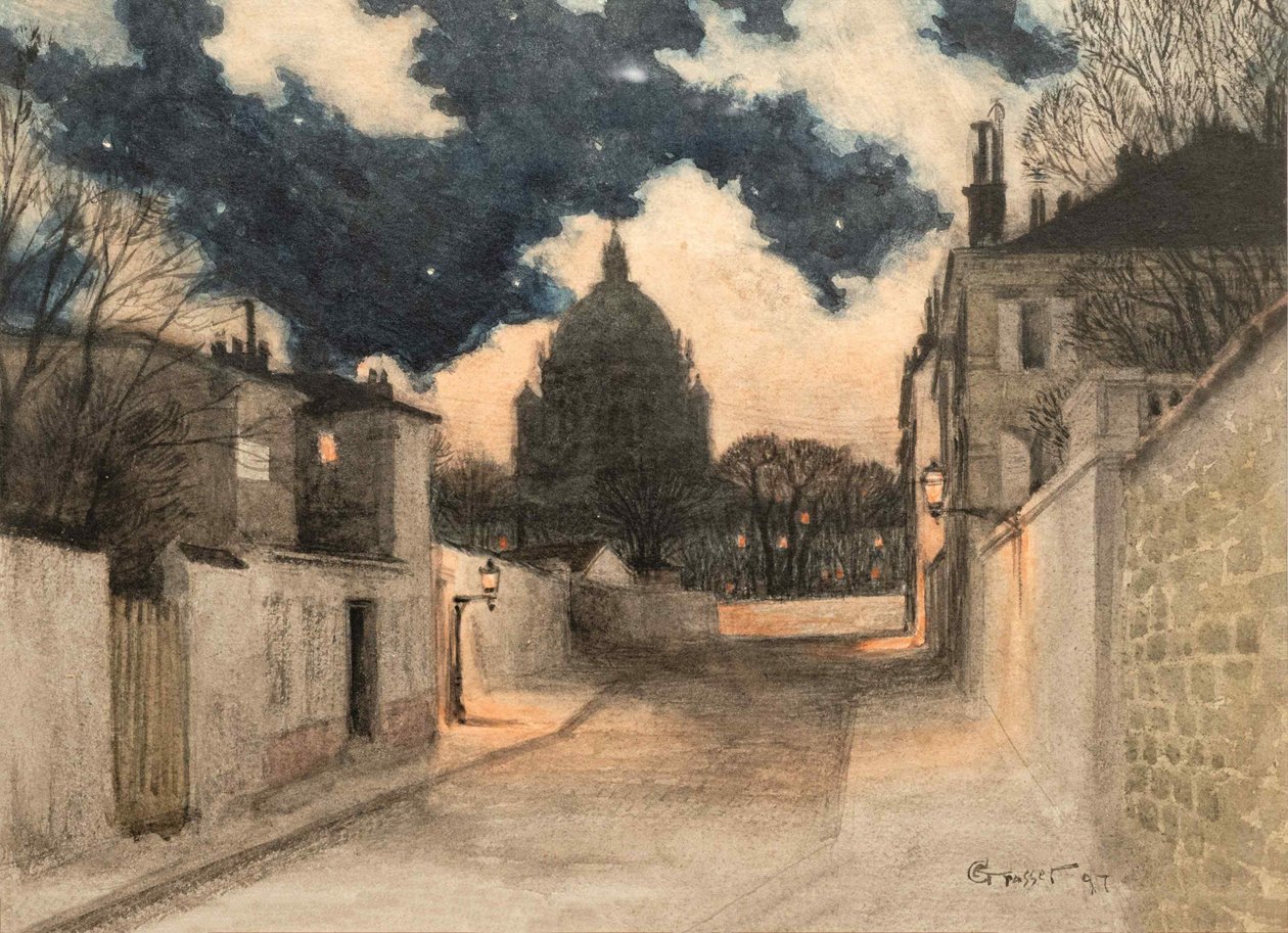 Noite estrelada sobre Montmartre, 1897. de Eugene Grasset