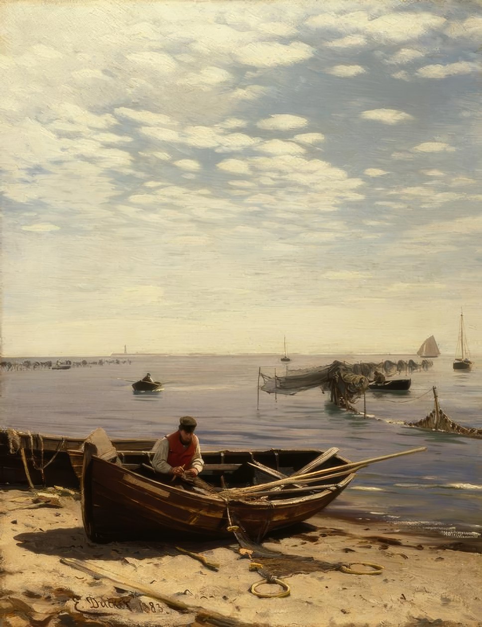 E.Dücker, praia do mar Báltico de Eugene Gustav Dücker