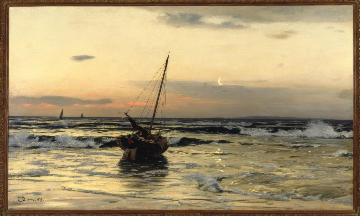 E.Dücker, pôr do sol no mar de Eugene Gustav Dücker