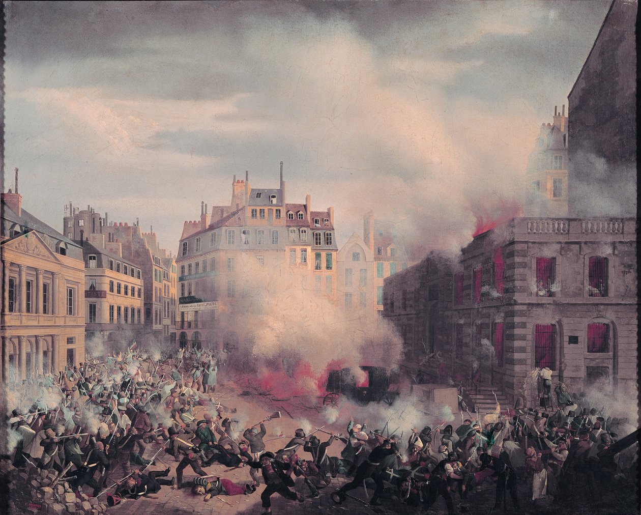 A Queima do Chateau d&39;Eau no Palais-Royal, 24 de fevereiro de 1848 de Eugene Hagnauer