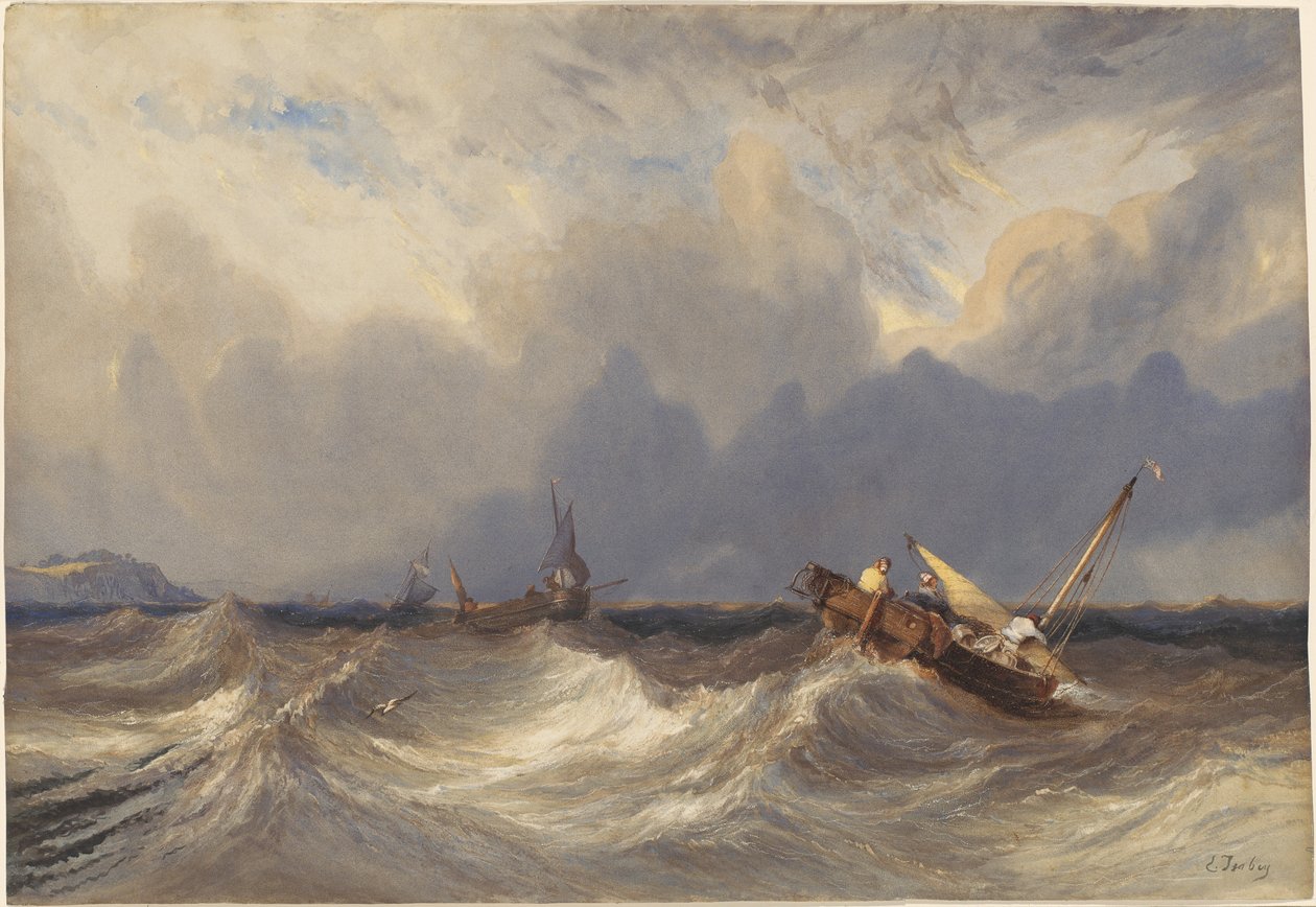 Barcos de pesca lançados antes de uma tempestade de Eugene Isabey