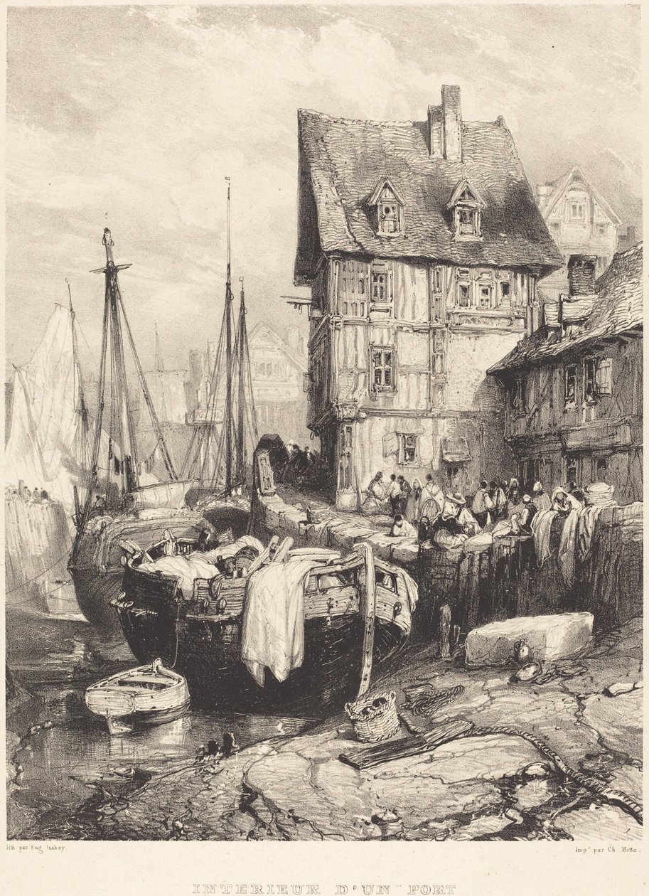 Interior de um porto de Eugene Isabey