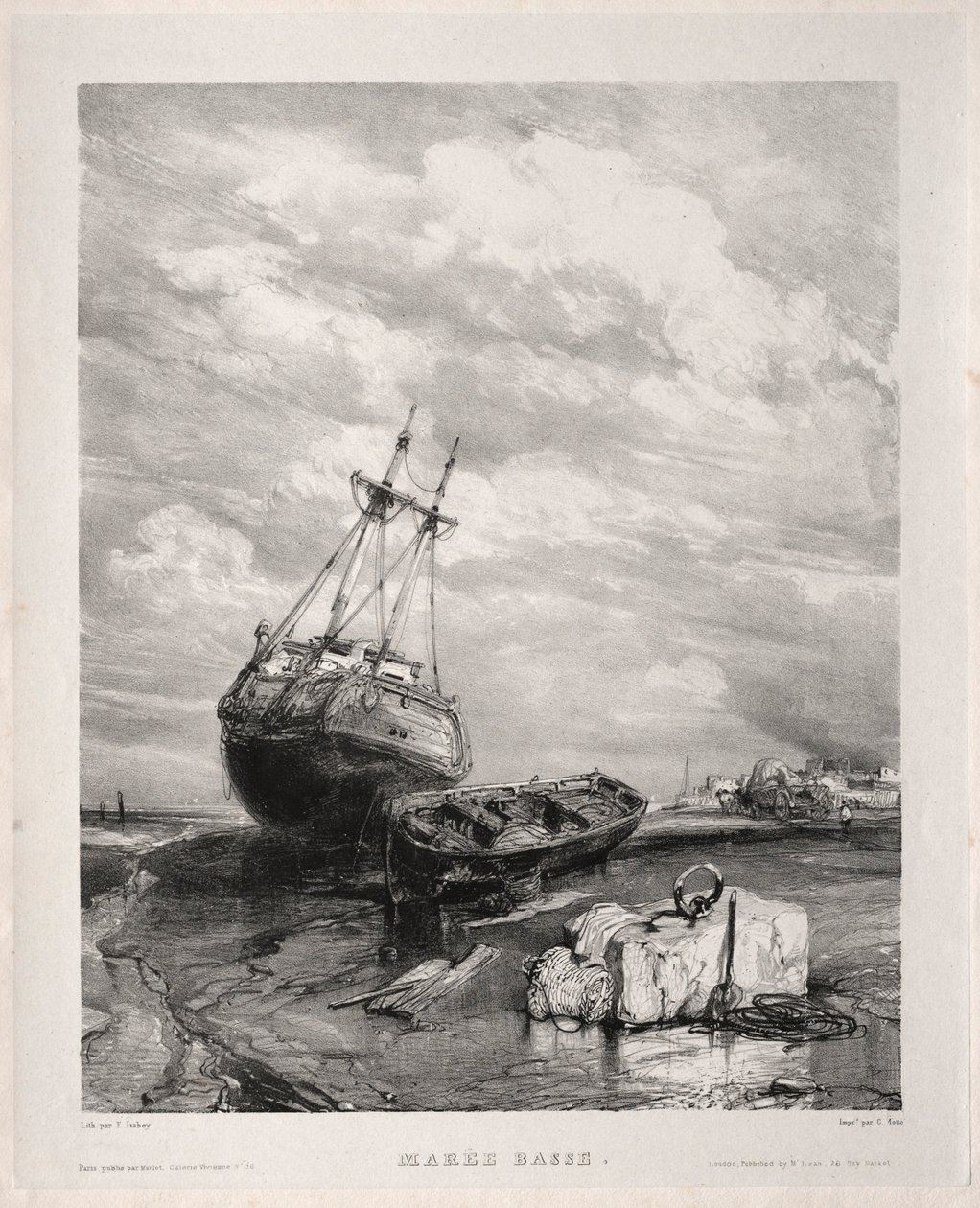 Seis fuzileiros navais: maré baixa, 1833. de Eugene Isabey