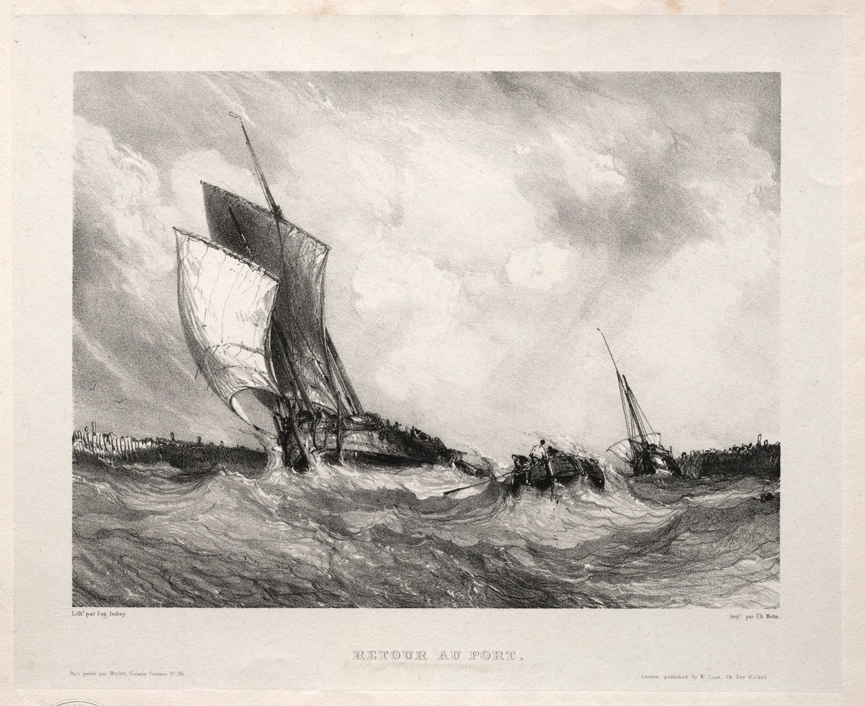 Seis fuzileiros navais: retorno ao porto, 1833. de Eugene Isabey