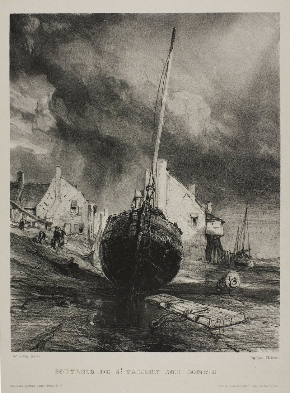 Lembrança de St. Valéry-sur-Somme, placa três de Six Marines de Eugene Isabey