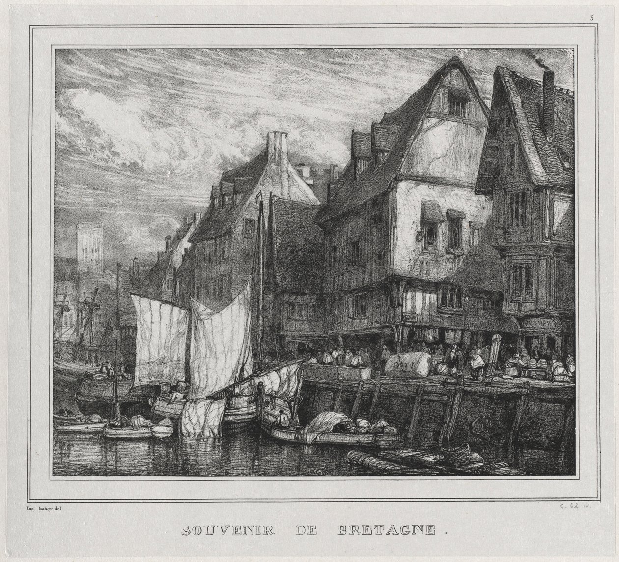 Lembranças: Lembrança da Bretanha, ilustração 5, 1832. de Eugene Isabey