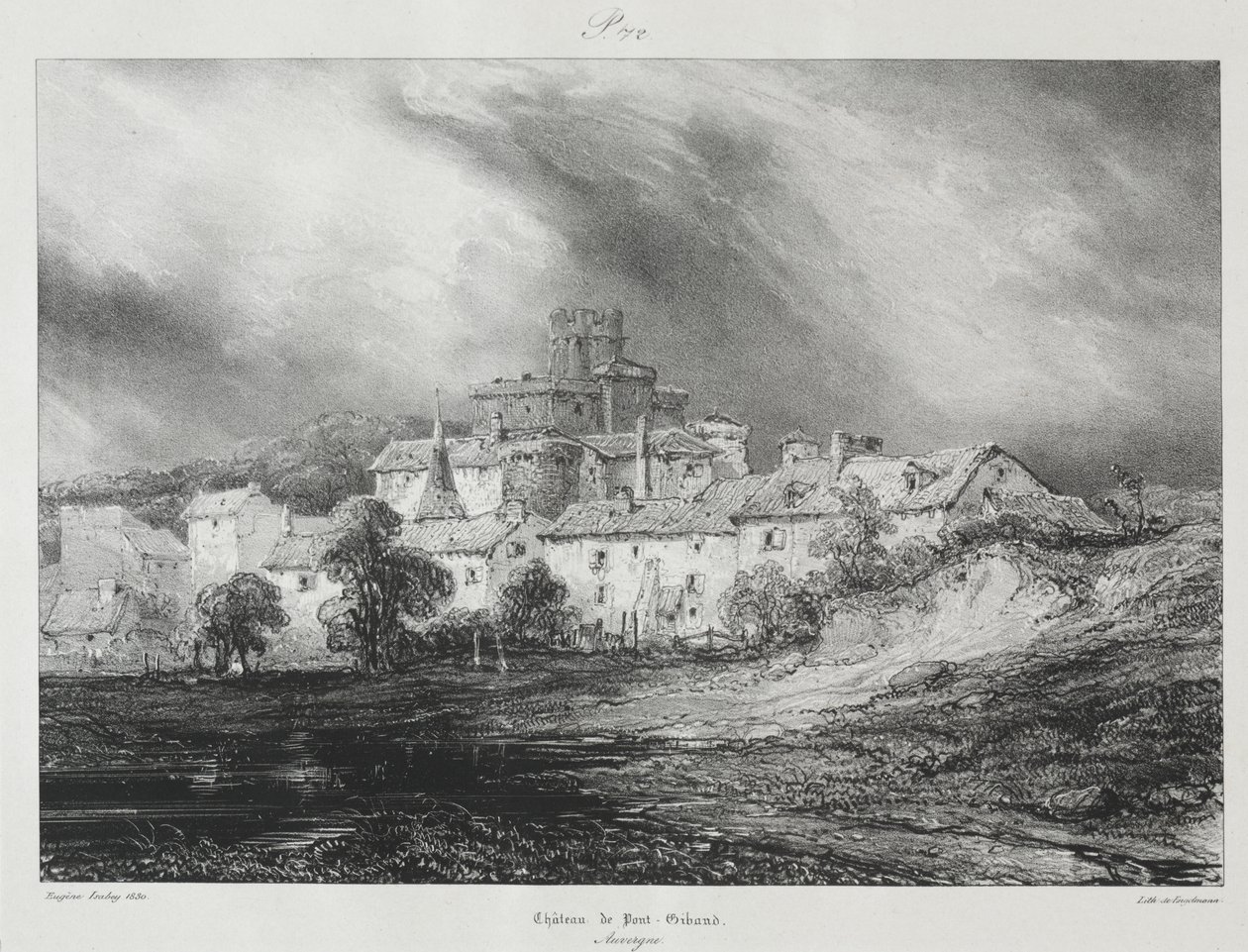 Viagens pitorescas e românticas na França antiga, Auvergne: Château de Pont-Gibaud de Eugene Isabey