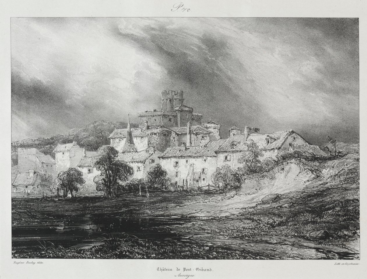 Viagens pitorescas e românticas na França antiga, Auvergne: Château de Pont-Gibaud de Eugene Isabey