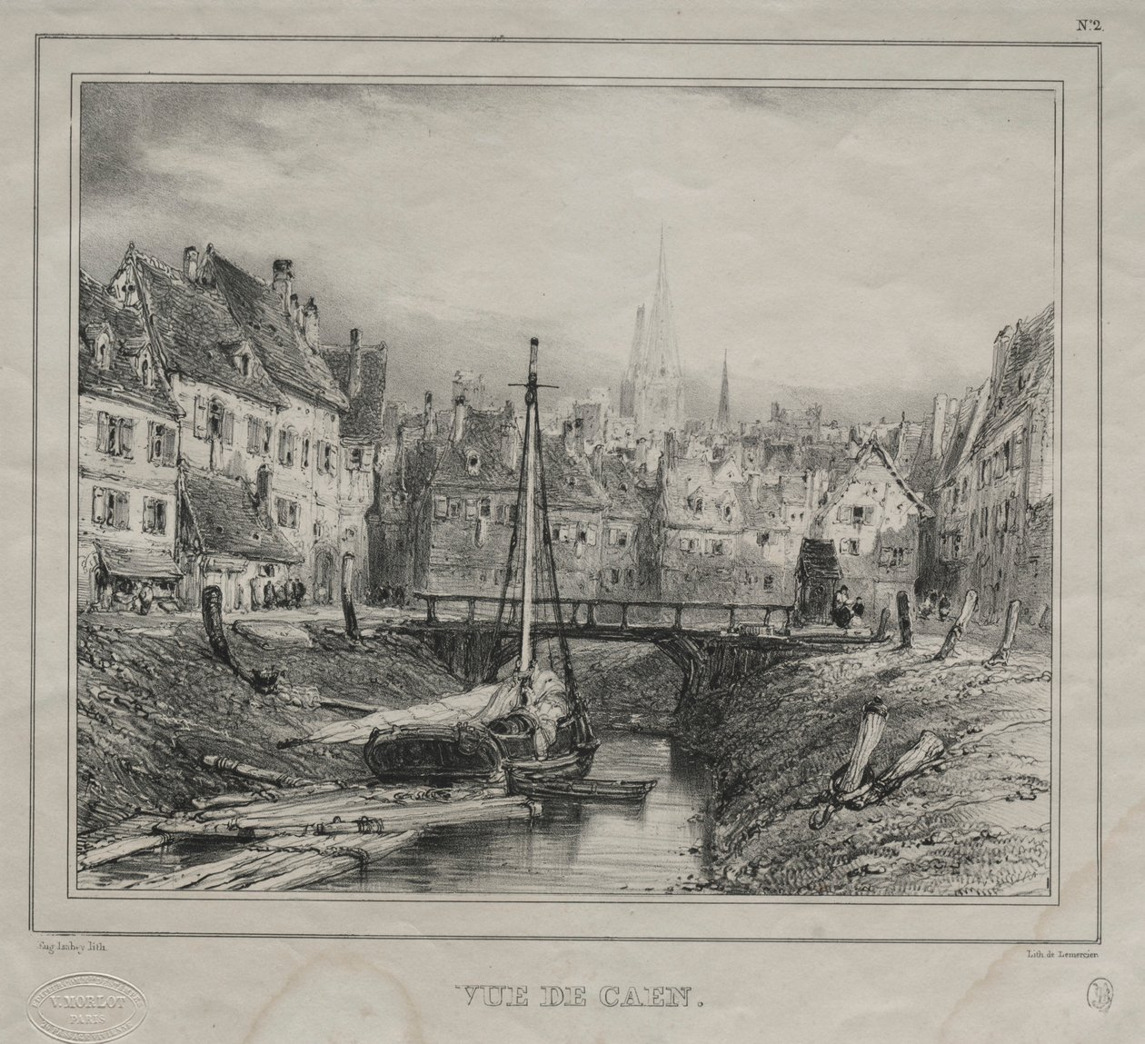 Vista de Caen, 1832. de Eugene Isabey