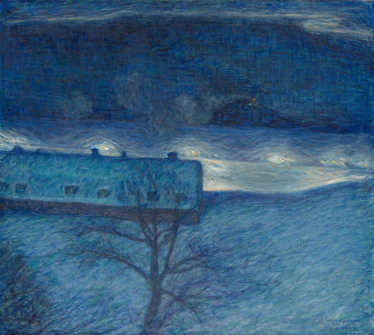 Noite de inverno sobre o cais de Eugène Jansson