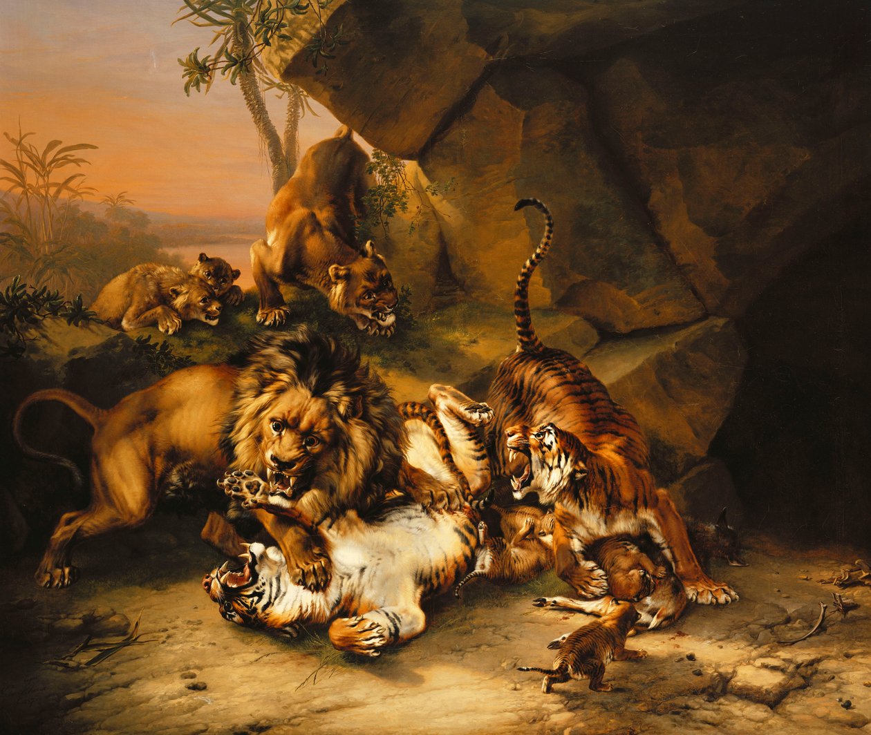 Luta de tigres e leões, de Eugene Joseph Verboeckhoven