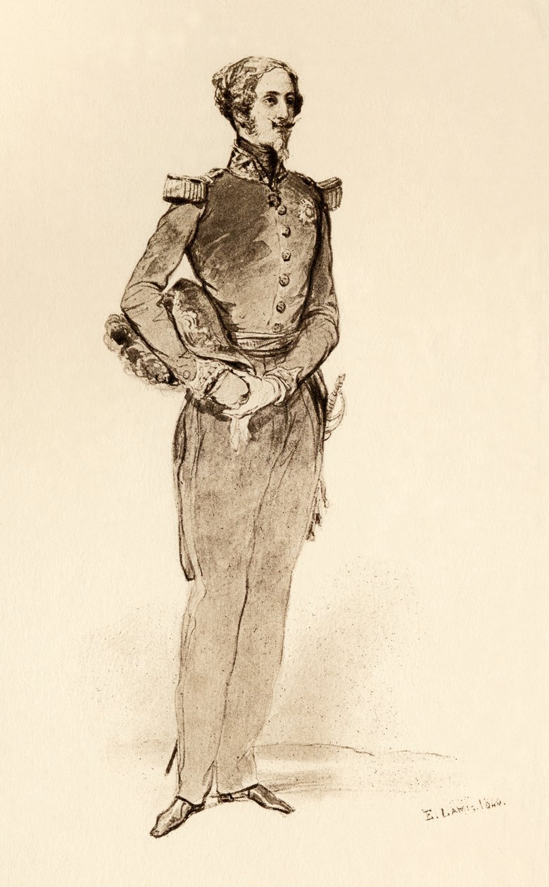 Príncipe Luís de Orleães, duque de Nemours, em 1840, do livro "The Girlhood of Queen Victoria", publicado em Londres em 1912 (gravura) de Eugene Louis (after) Lami