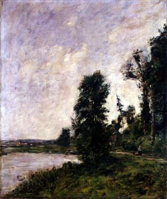 Ao longo dos Touques, c.1890-91 (óleo sobre tela) de Eugene Louis Boudin