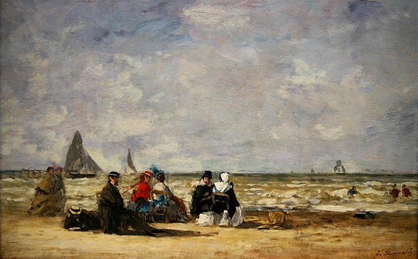Cena de praia (óleo sobre tela) de Eugene Louis Boudin
