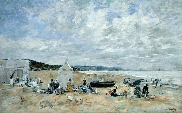 Cena de praia (óleo sobre tela) de Eugene Louis Boudin
