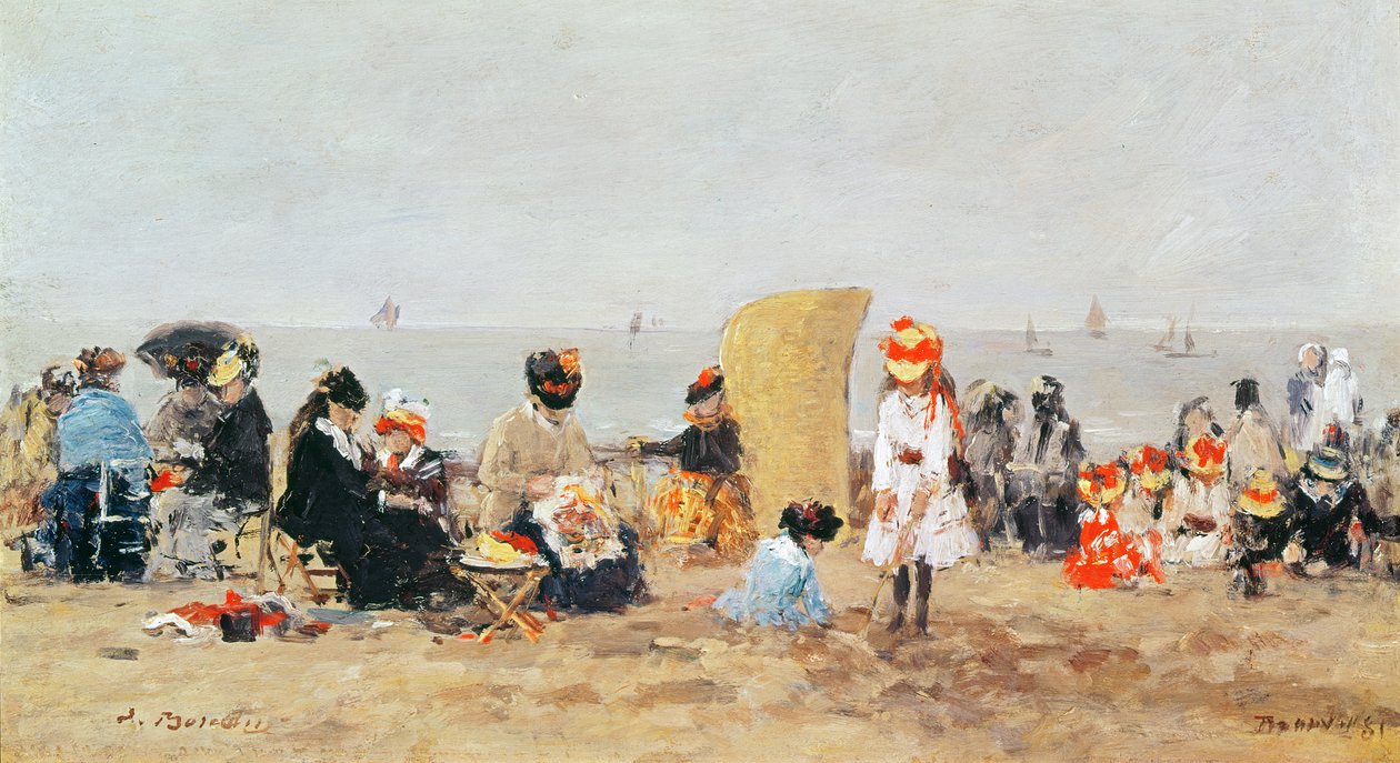 Cena de praia, Trouville, 1881 de Eugene Louis Boudin