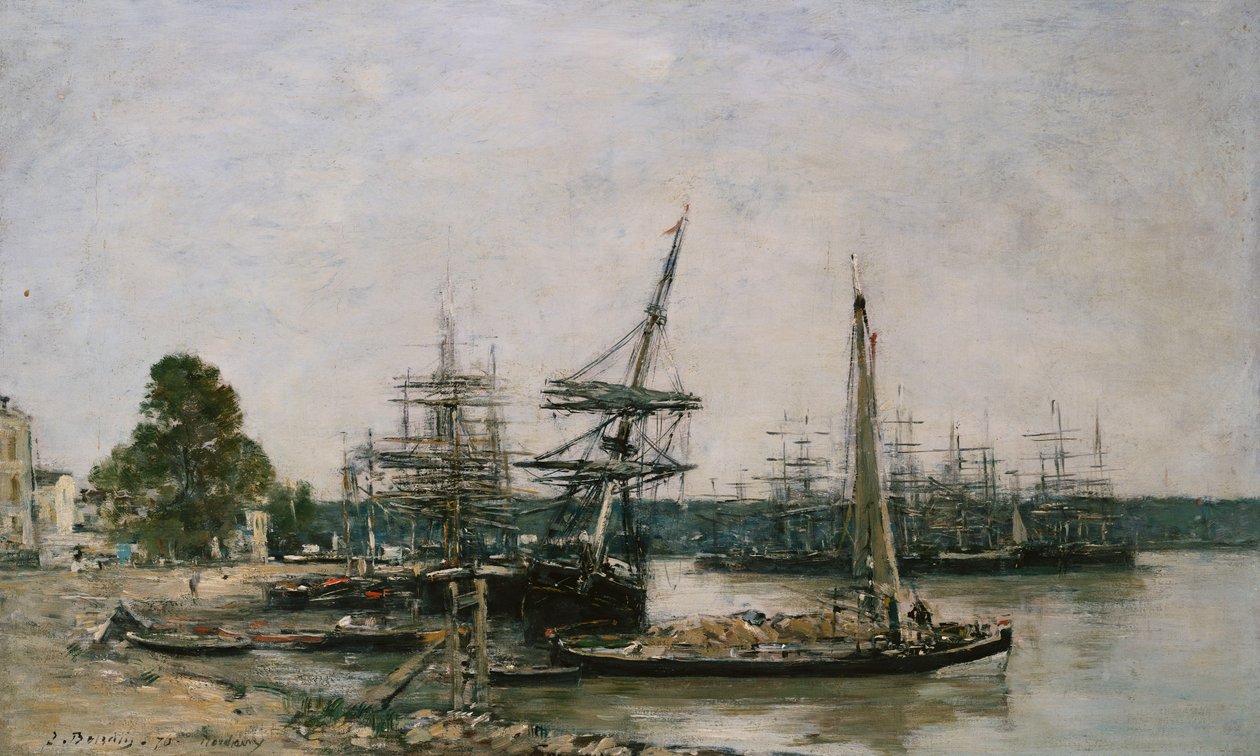 Amarrações de barco no Garonne, Bordeaux, 1876 de Eugene Louis Boudin