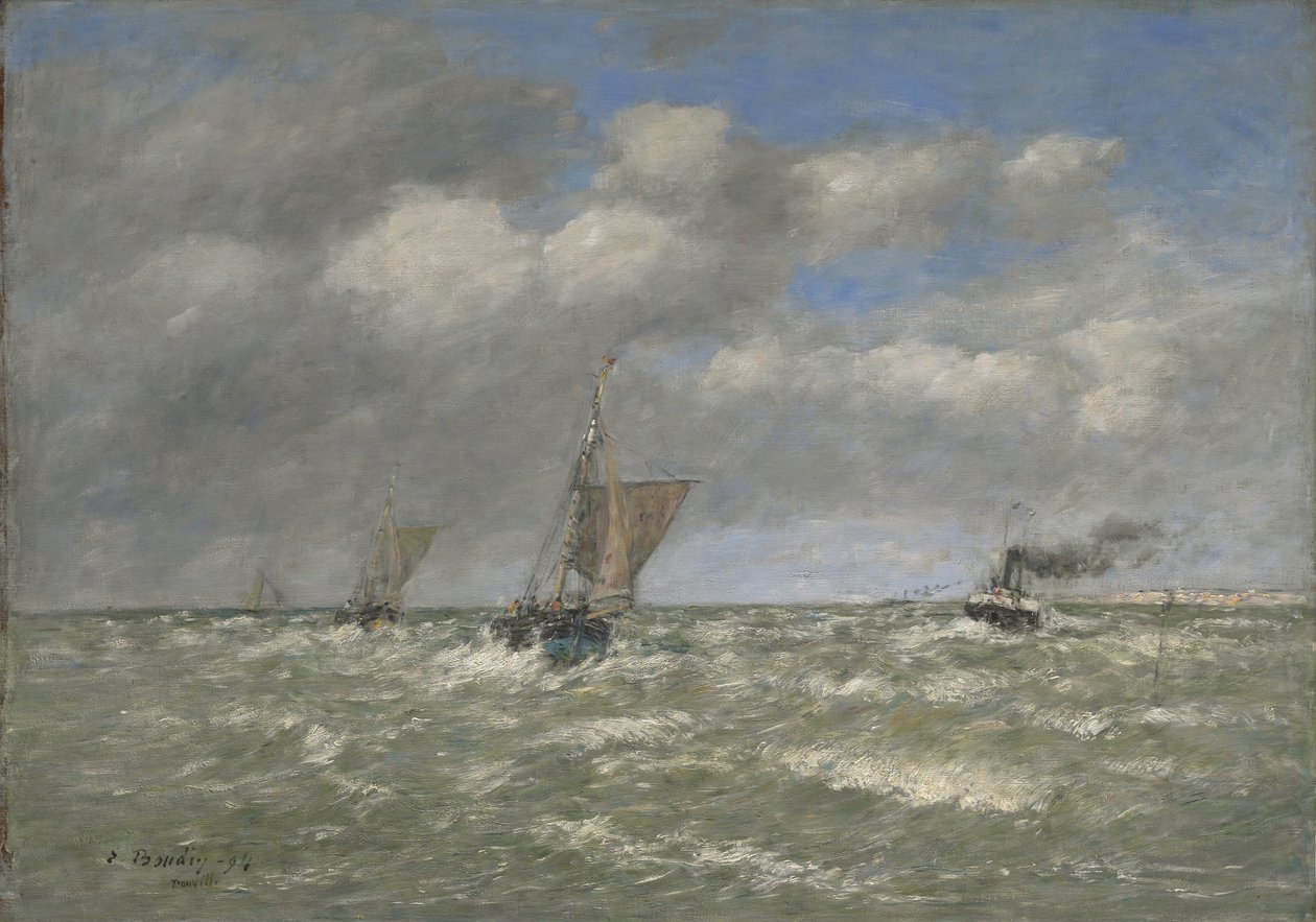 Barcos retornando ao porto, Trouville, 1894 de Eugene Louis Boudin