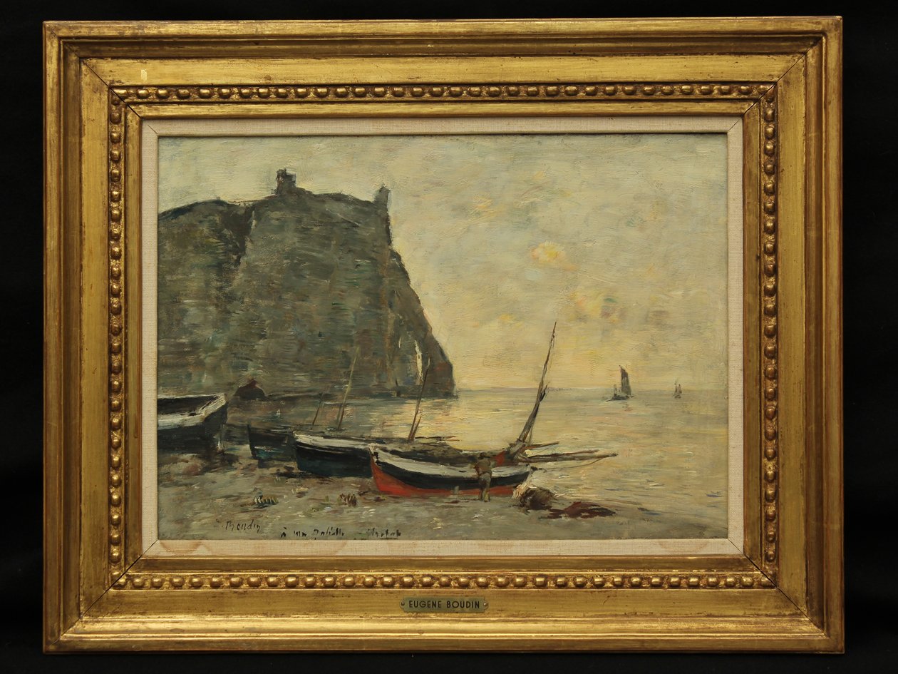 Barcos em Etretat, c.1860 de Eugene Louis Boudin