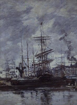 Barcos no Le Havre de Eugene Louis Boudin