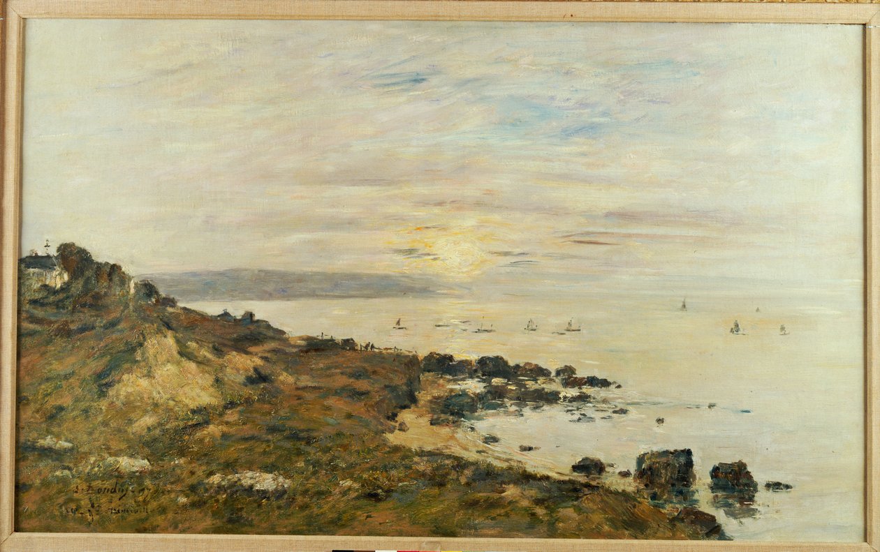 Penhascos em Benerville, pôr do sol, 1897 de Eugene Louis Boudin
