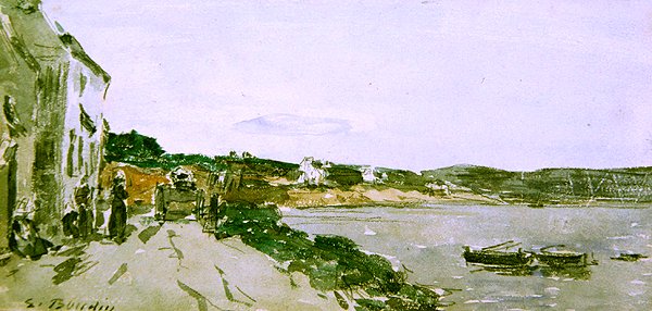 Cena da costa (aguarela e giz preto sobre papel) de Eugene Louis Boudin