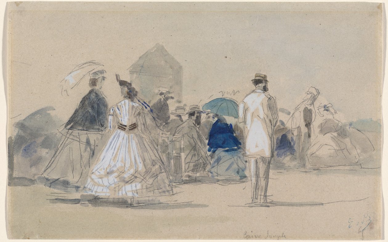 Crinolinas na praia, c. 1865. de Eugene Louis Boudin