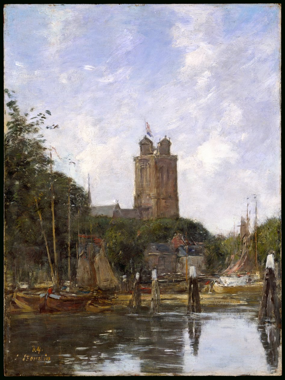 Dordrecht, a Grande Igreja do Canal, 1884 de Eugene Louis Boudin