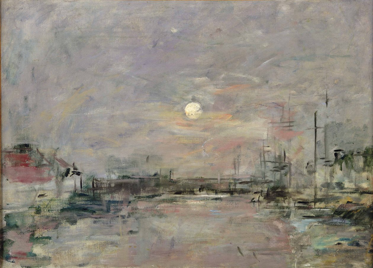 Crepúsculo na doca comercial em Le Havre, c.1892-94 de Eugene Louis Boudin