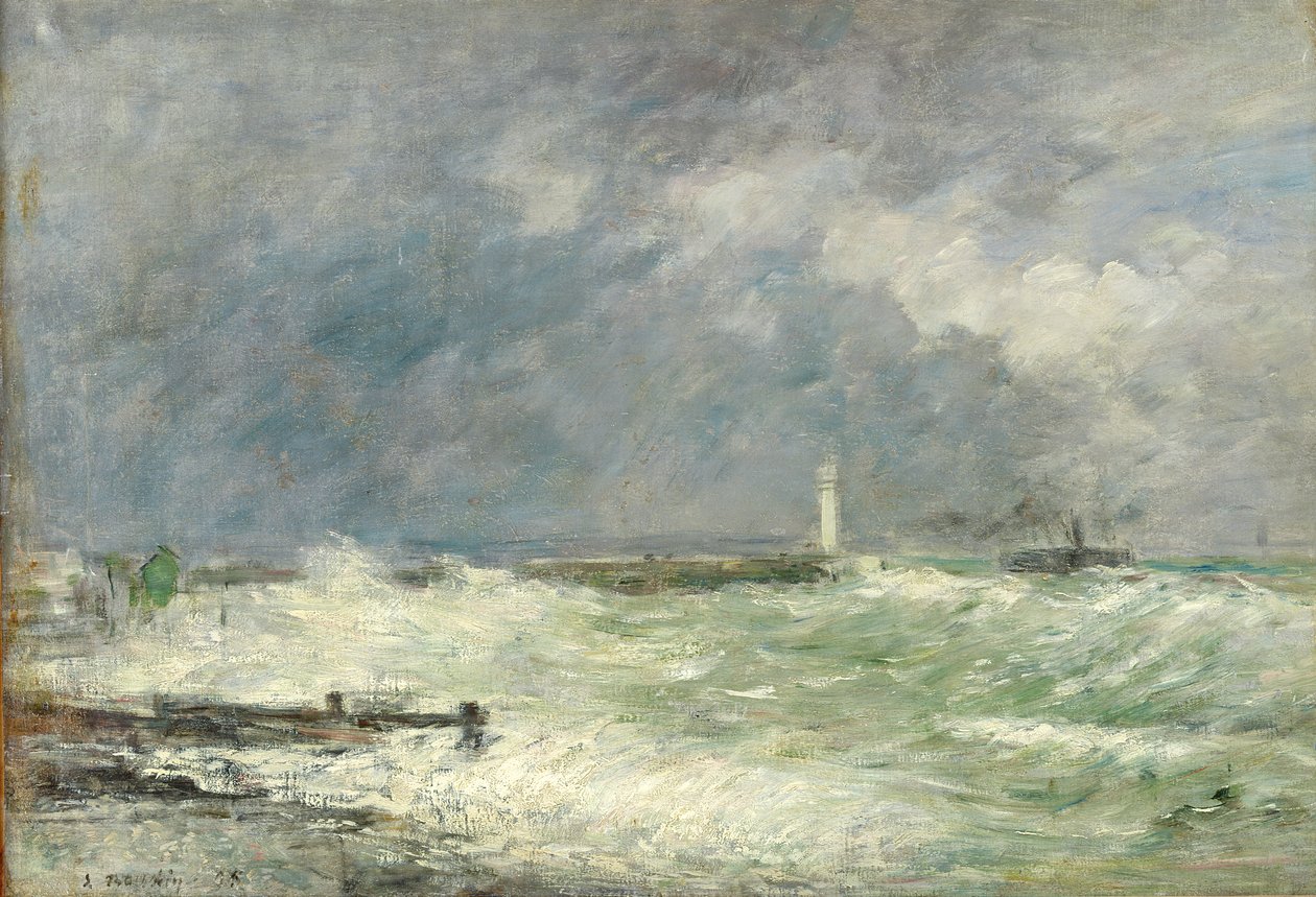 Entrada para o porto de Le Havre em tempestades, 1895 de Eugene Louis Boudin