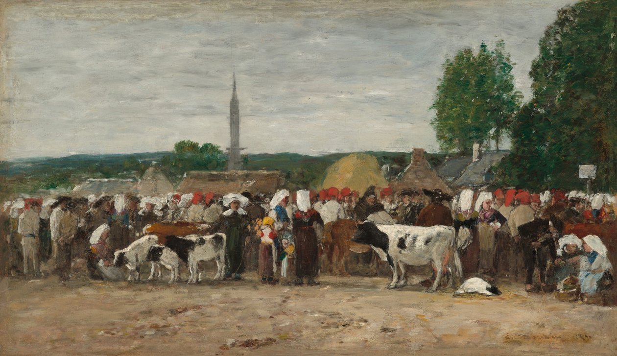 Feira na Bretanha, 1874. de Eugene Louis Boudin