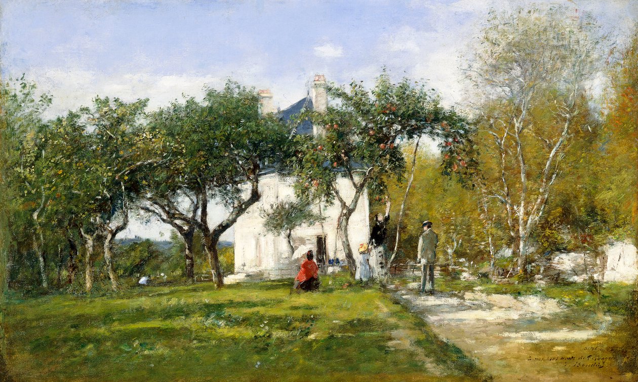 Fervaques, Jardim e Casa do Monsieur Jacquette, 1877 de Eugene Louis Boudin