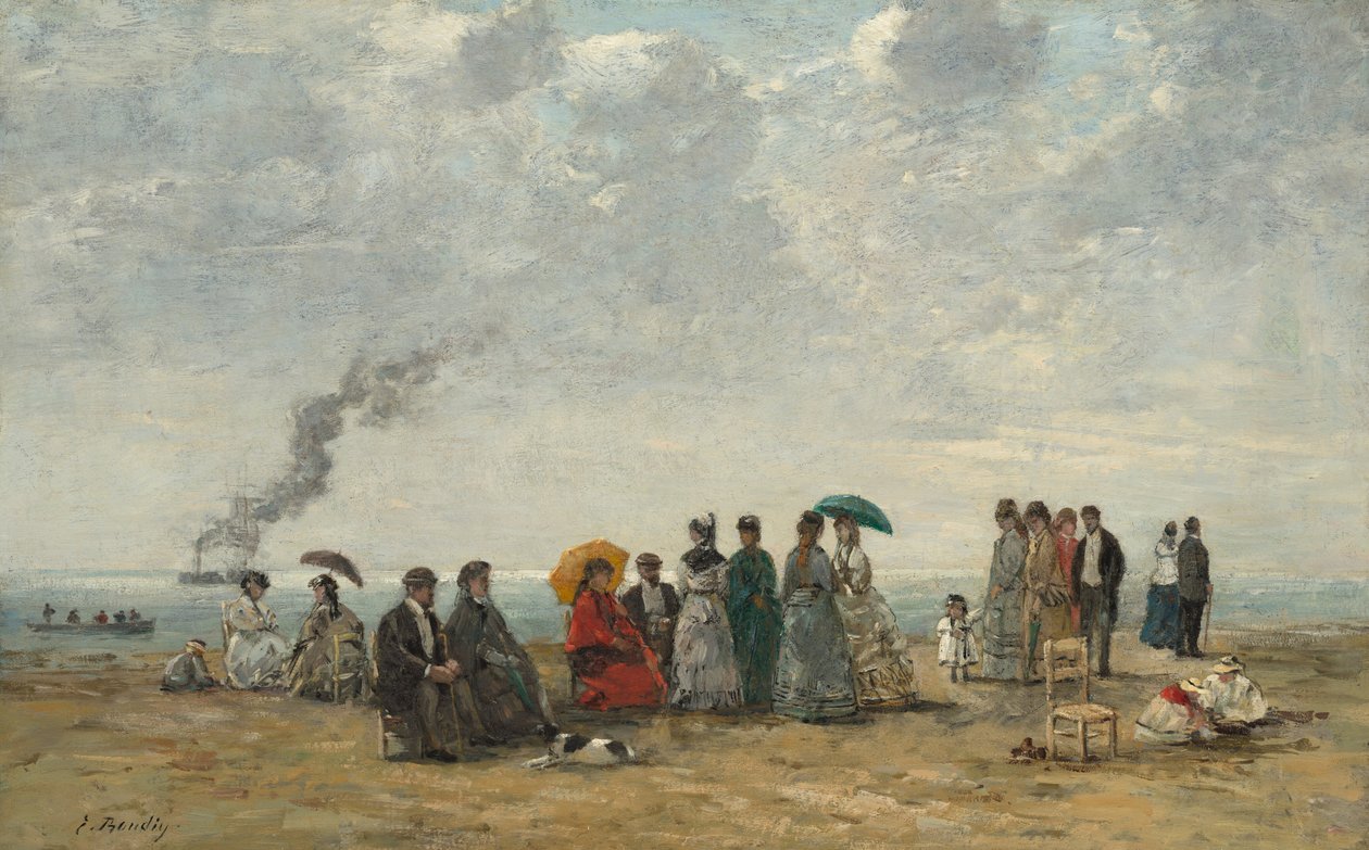 Números na Praia, c. 1867-70 (óleo sobre tela) de Eugene Louis Boudin