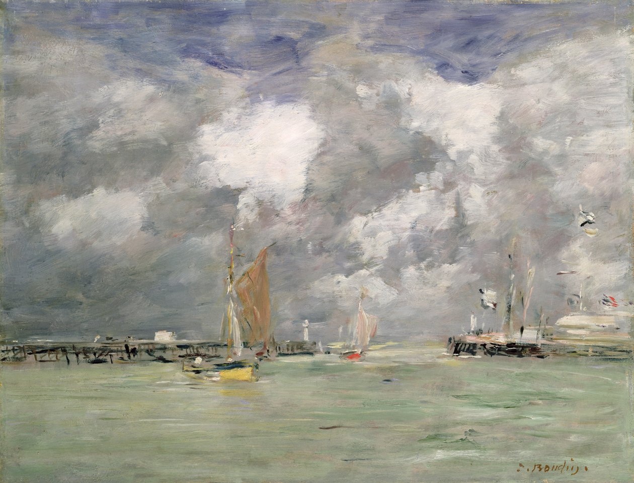 Maré alta em Trouville, c.1892-96 de Eugene Louis Boudin