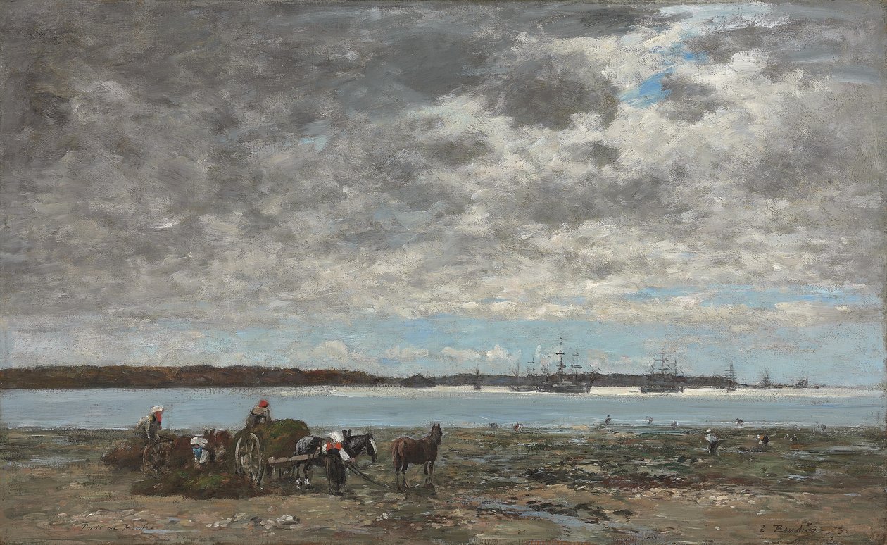 Colheita de algas, porto de Brest de Eugene Louis Boudin