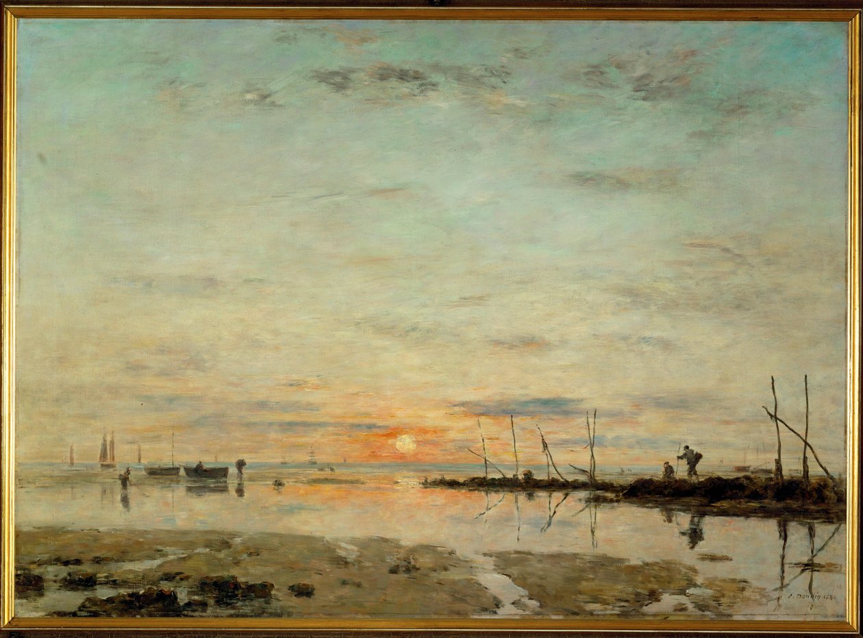 La Havre, pôr do sol na maré baixa de Eugene Louis Boudin