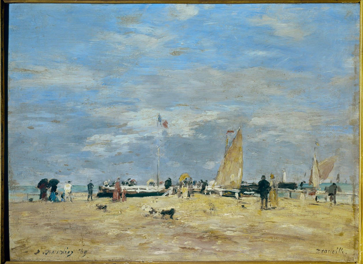 La jetee de Deauville" - Pintura de Eugene Louis Boudin (1824-1898) 19eme Altura: 0,235 m - Largura: 0,325 m Paris, Musée d
