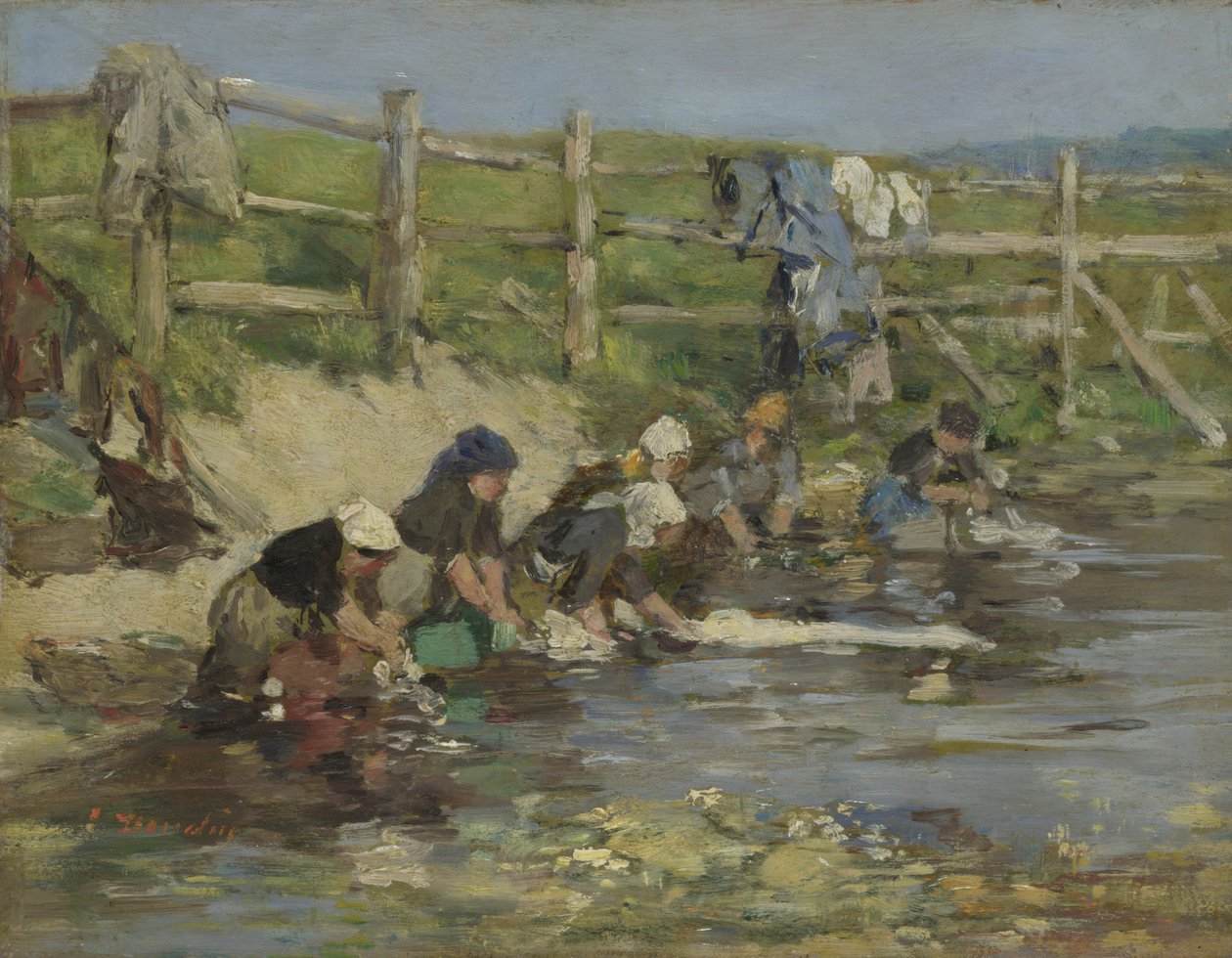 Lavadeiras por um córrego, ca. 1886-1890 de Eugene Louis Boudin