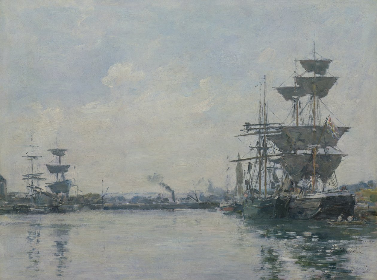 Le Havre, navios em uma bacia de Eugene Louis Boudin