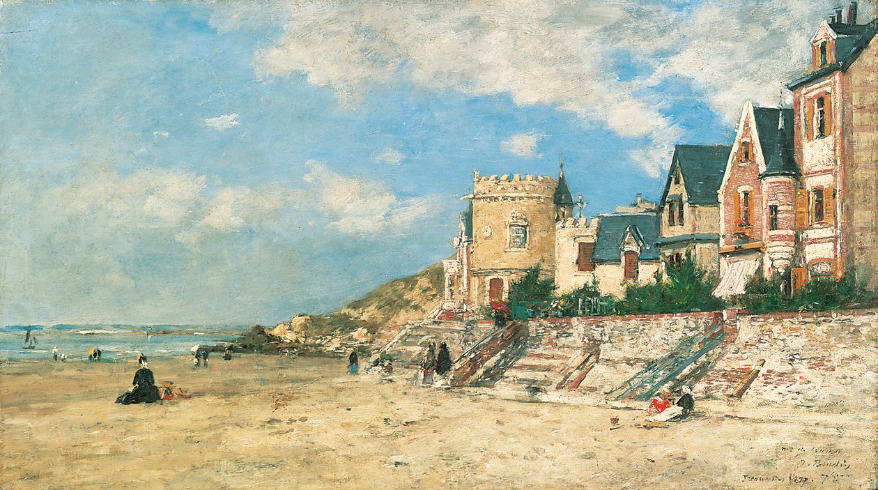 Torre Malakoff e a costa em Trouville; A torre Malakoff e a costa em Trouville, 1877 de Eugene Louis Boudin
