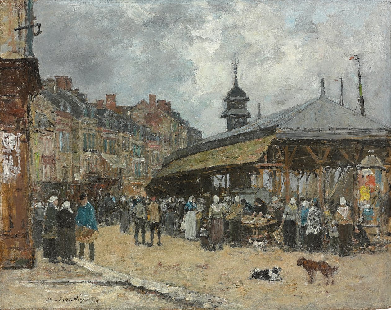 Mercado em Trouville; Marche a Trouville, 1878 de Eugene Louis Boudin