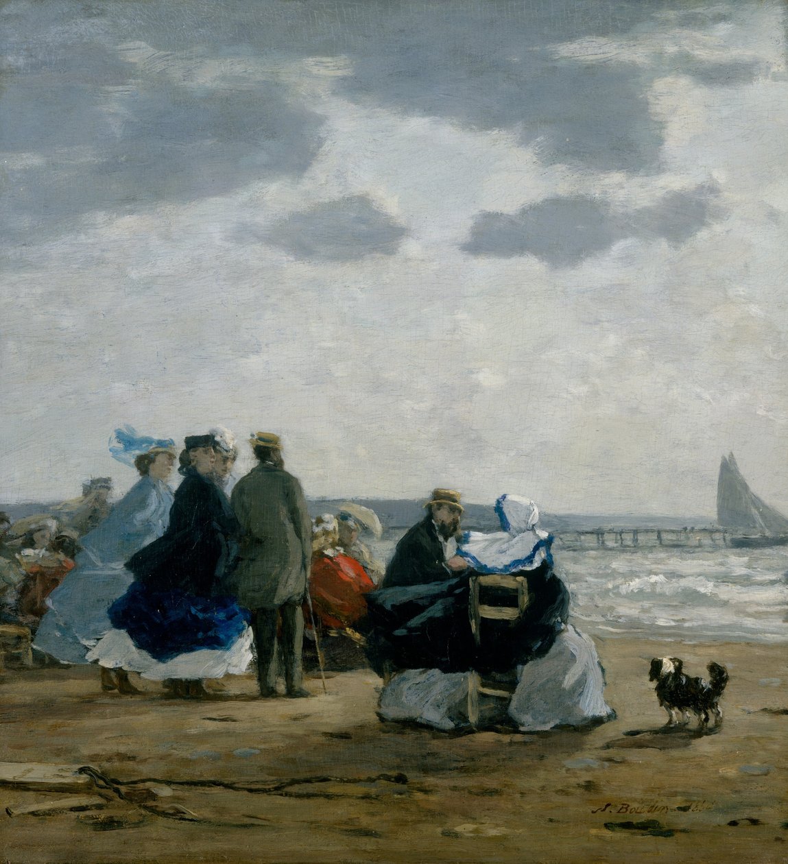 Na praia, Dieppe, 1864. de Eugene Louis Boudin