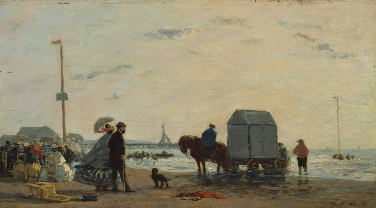 Na praia de Trouville, 1863. de Eugene Louis Boudin