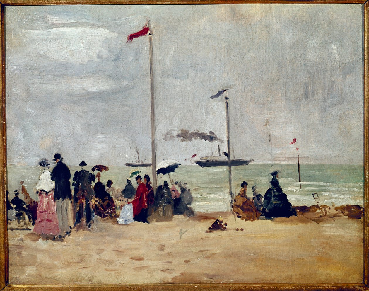 Na praia de Trouville, Normandia (óleo sobre tela de Eugene Louis Boudin