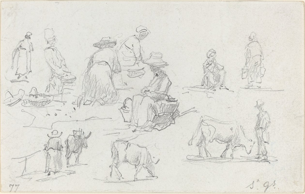 Camponeses e Vacas [reto], 1877. de Eugene Louis Boudin