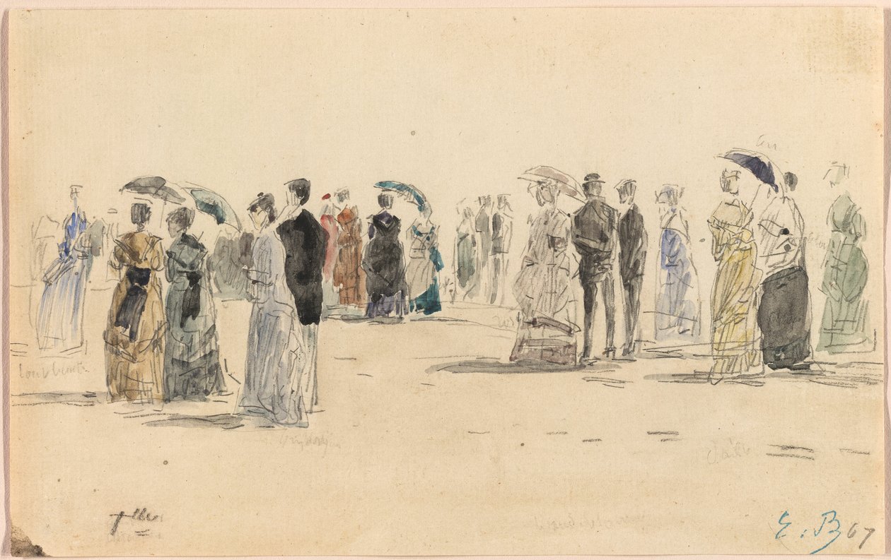 Pessoas na praia em Trouville de Eugene Louis Boudin