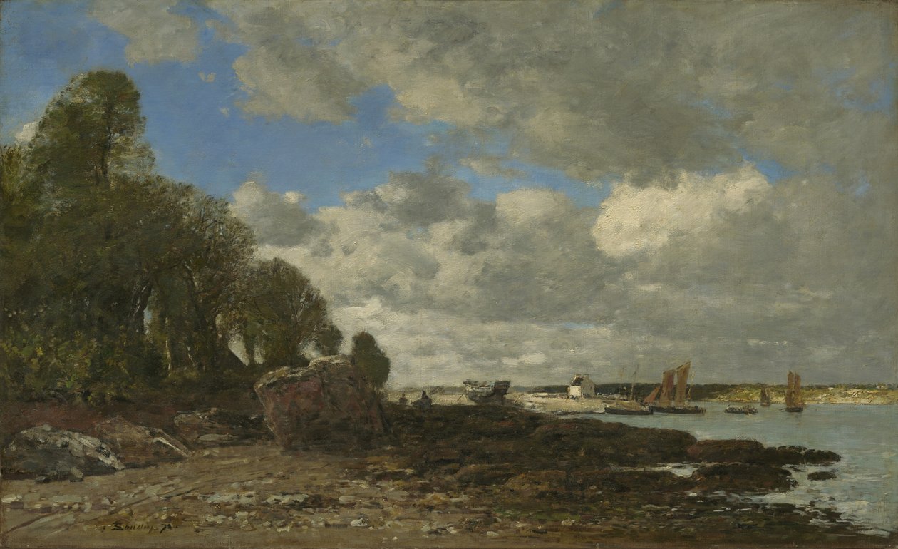 Plougastel, a travessia de balsa, 1873 de Eugene Louis Boudin