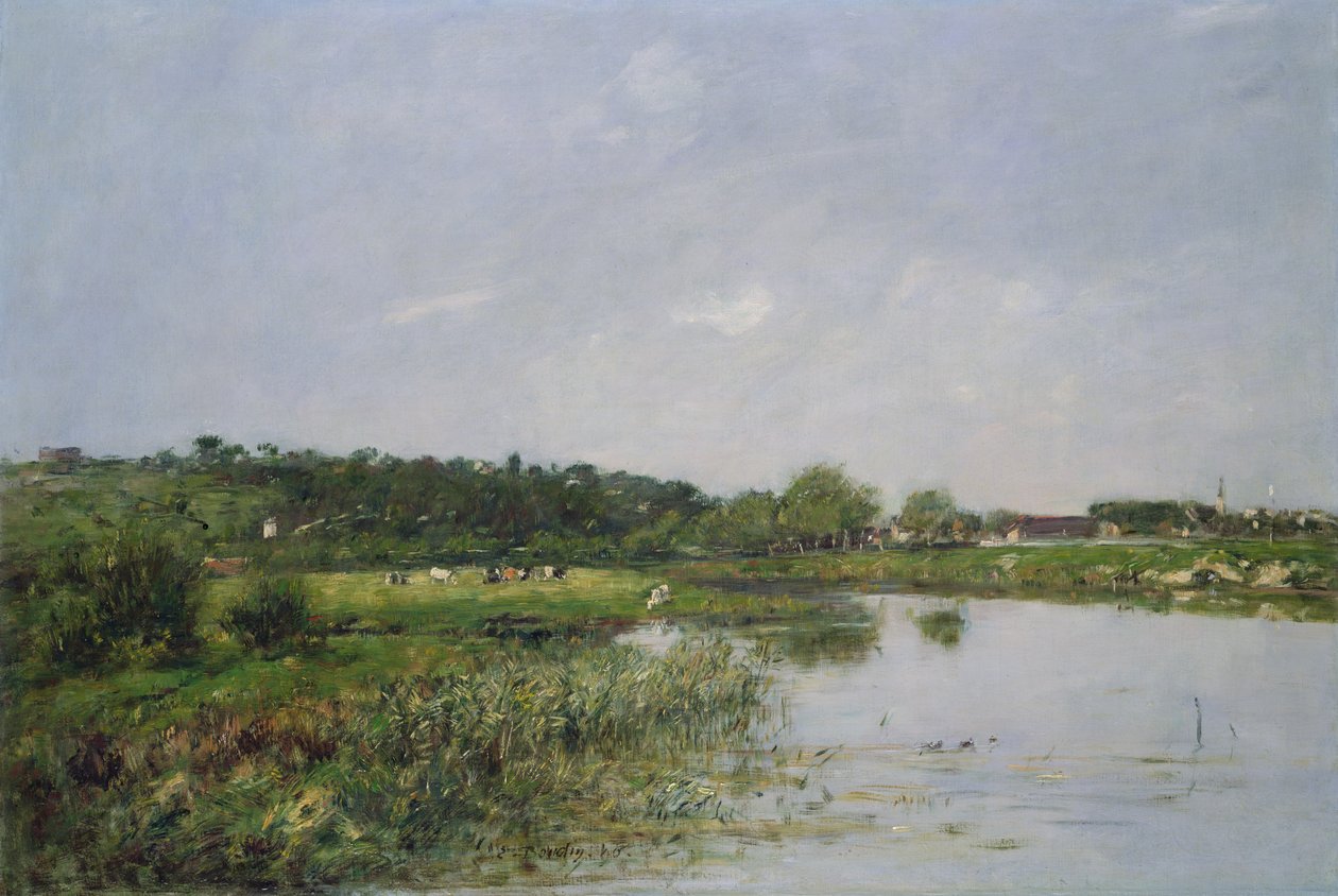 Riverside em La Touques, 1890 de Eugene Louis Boudin